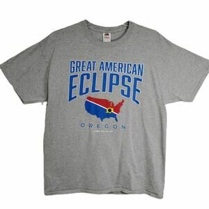 Fruit of the Loom 'Great American Eclipse' 8.21.2017 Graphic Gray Tee XL EUC